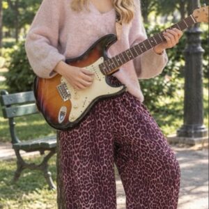 Pantalon con gomas leopardo rosa