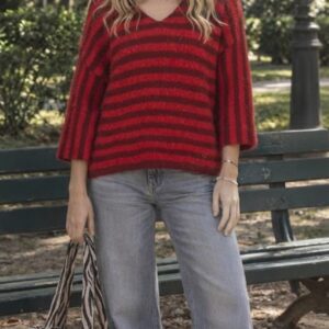 Jersey de rayas en tono rojo