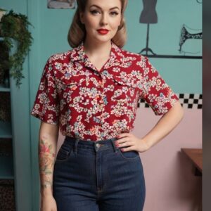 Camisa estampada tonos rojos